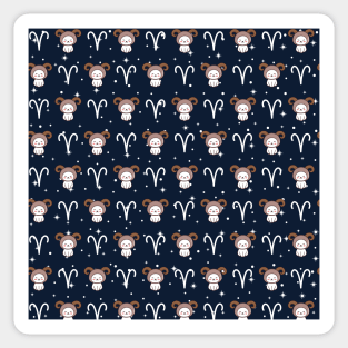 Aries Zodiac Cat Pattern Sticker